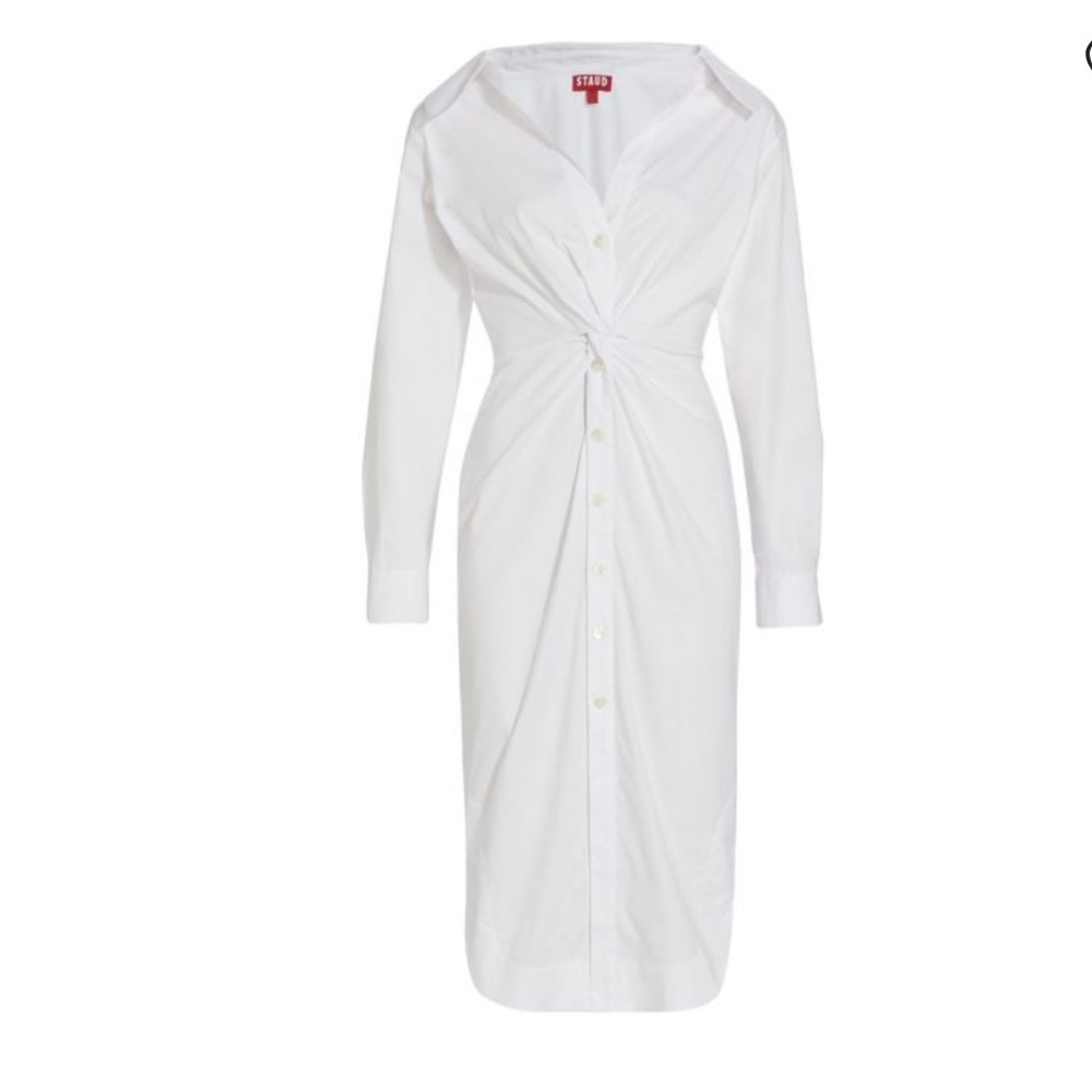 STAUD
Clea Ruched Shirt Dress